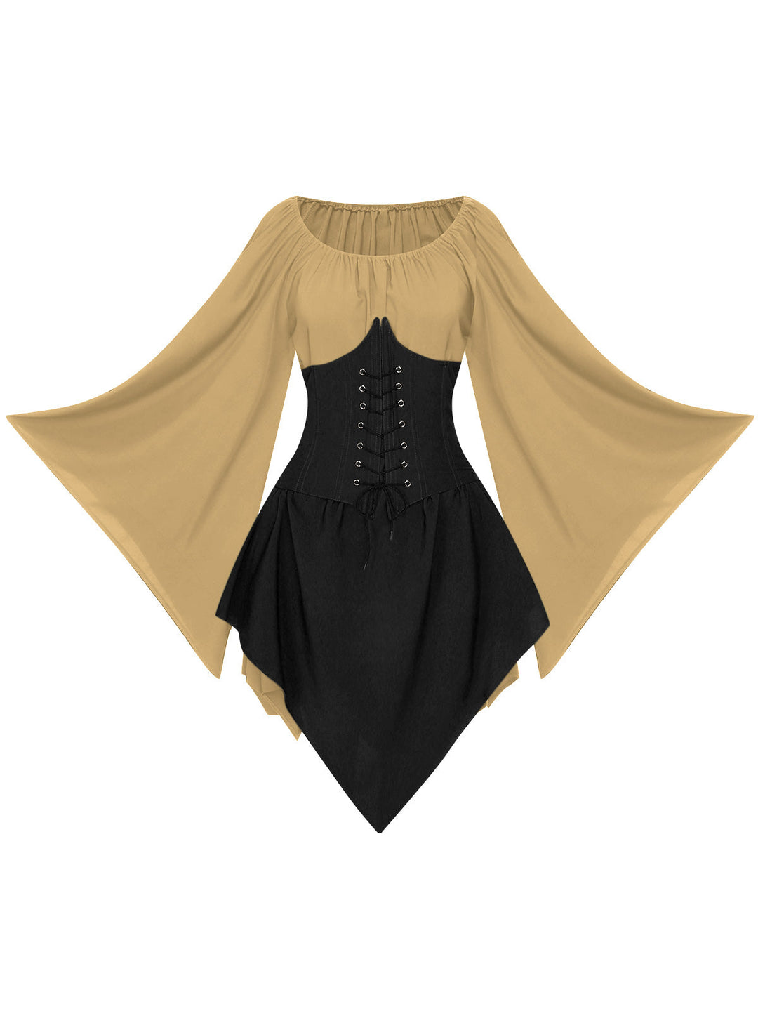 She slips into this 1950s Halloween Bat Sleeves Patchwork Dress and suddenly it&