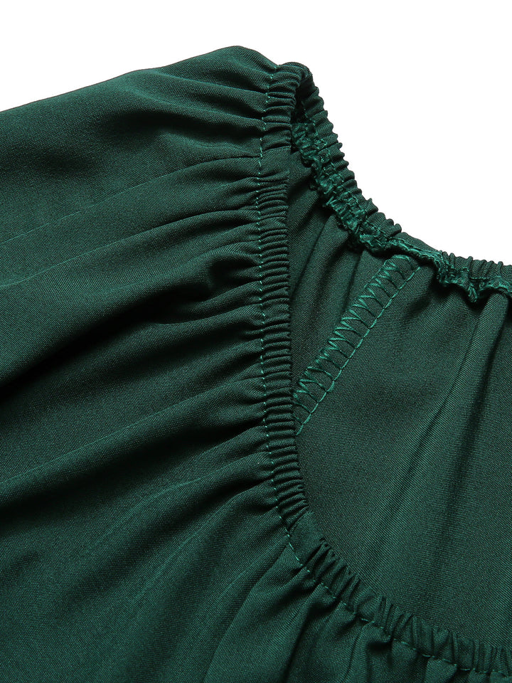 She slips into this 1950s Halloween Bat Sleeves Patchwork Dress and suddenly it&
