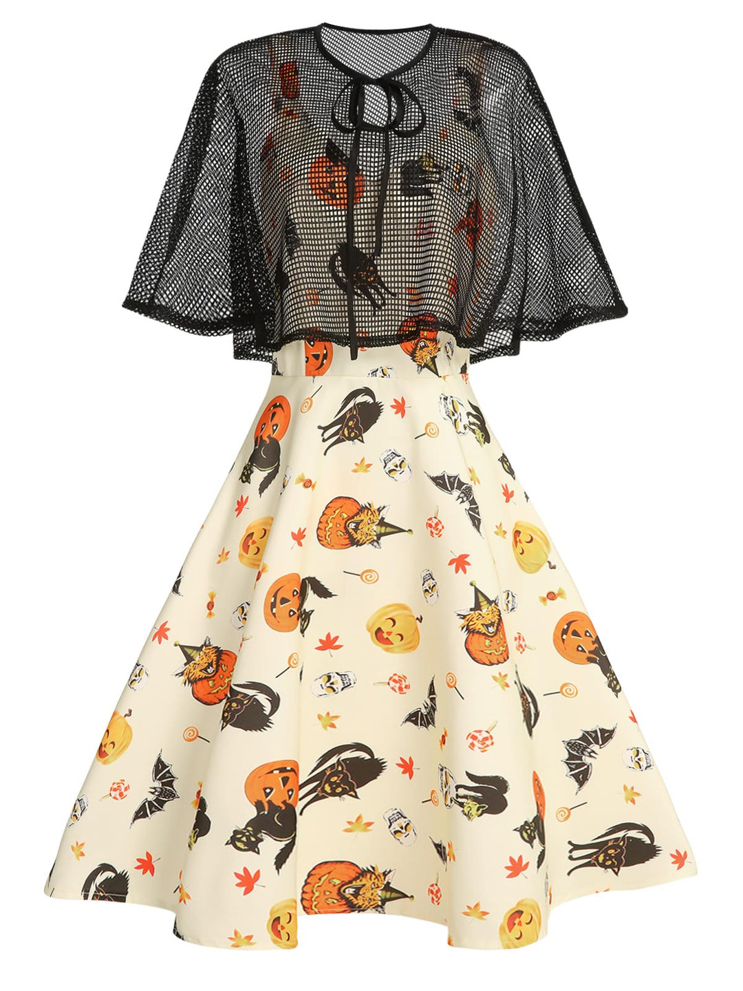 1950s Halloween Cap Costume Dress, classic 1950s style elegant retro fashion - Image 3
