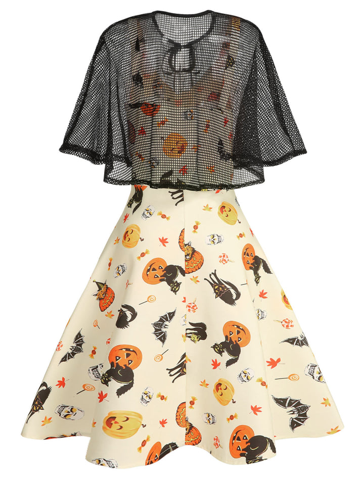 1950s Halloween Cap Costume Dress, classic 1950s style elegant retro fashion - Image 4