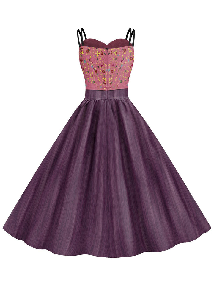 This 1950s Halloween Double Straps Patchwork Dress wraps her in 1950s elegance, one twirl at a time