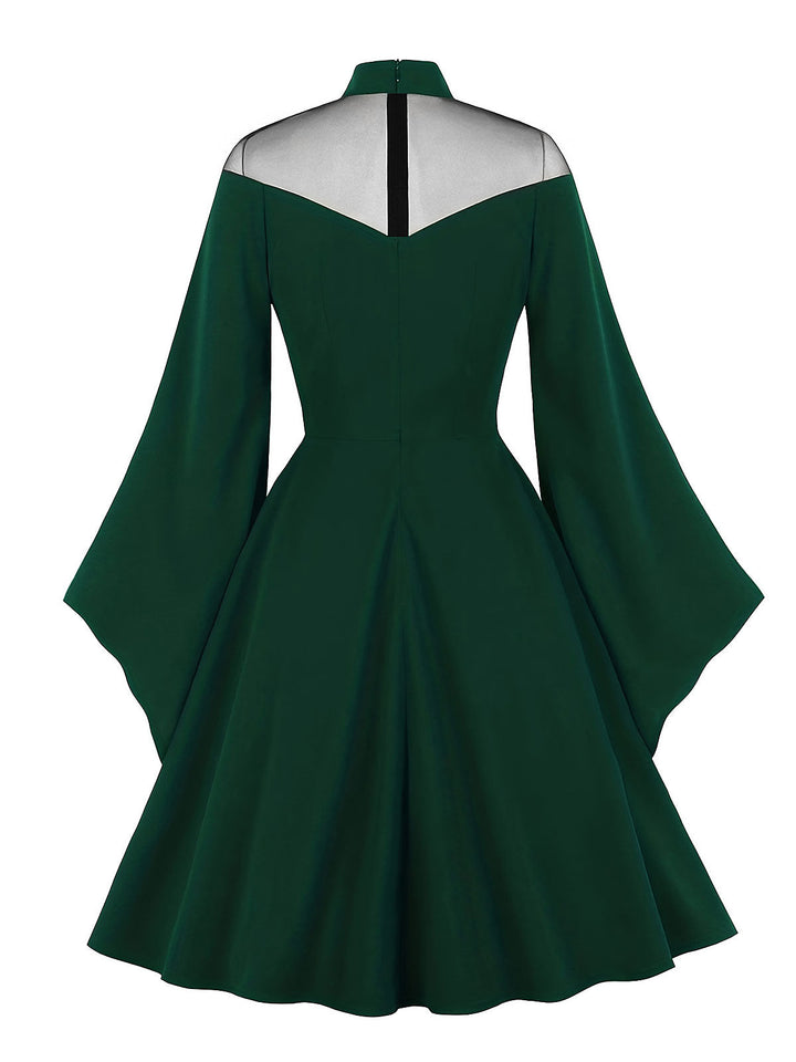 1950s Halloween Flare Sleeve Swing Dress — vintage elegance for the modern woman