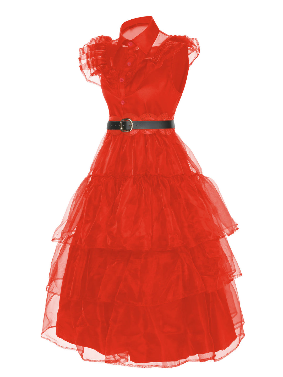 She slips into this 1950s Halloween Lace Belt Dress and suddenly it&