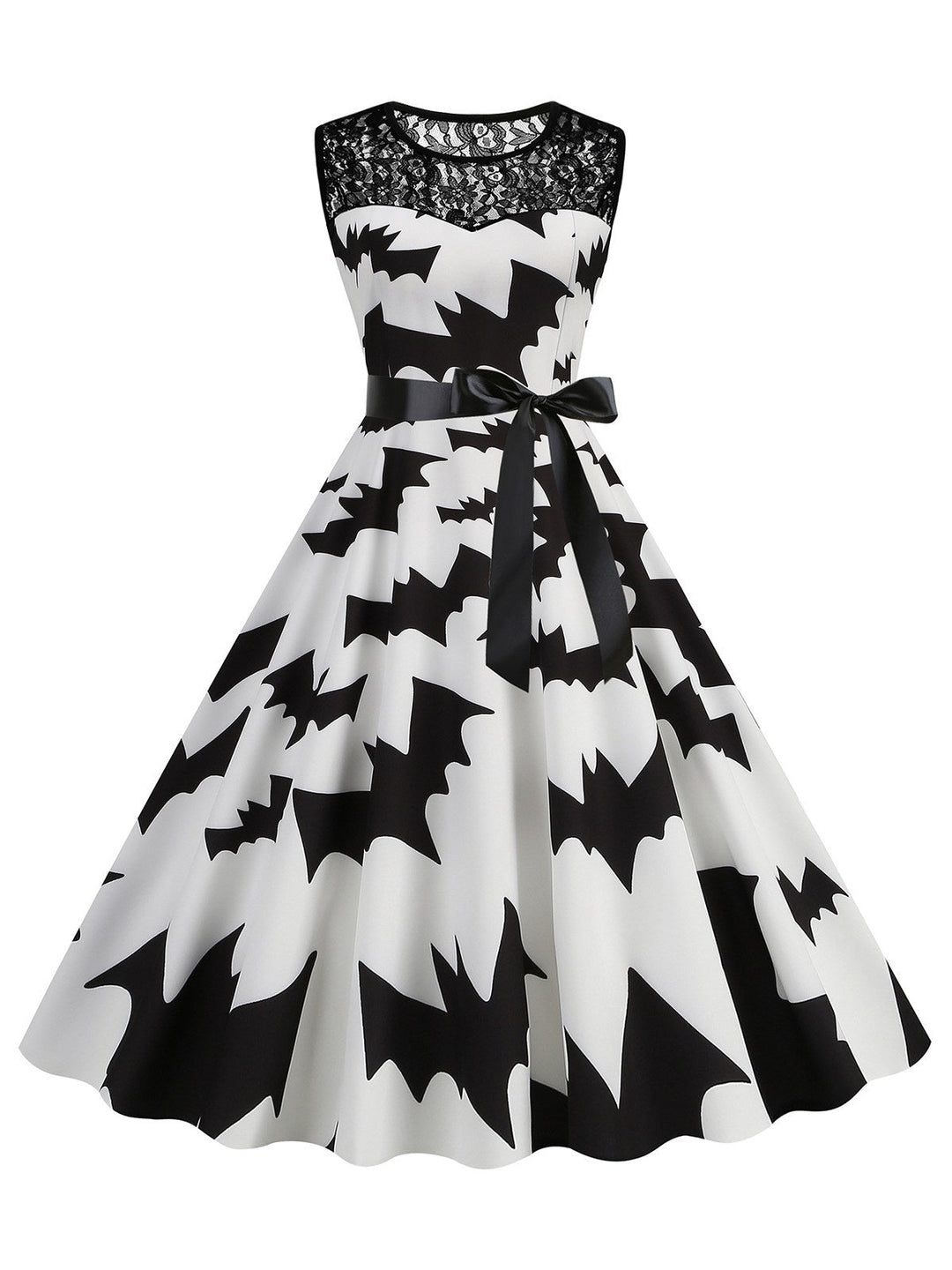 1950s Halloween Lace Patchwork Sleeveless Dress, vintage dress, retro fashion, rockabilly, pin-up fashion - perfect for women who love vintage and retro fashion