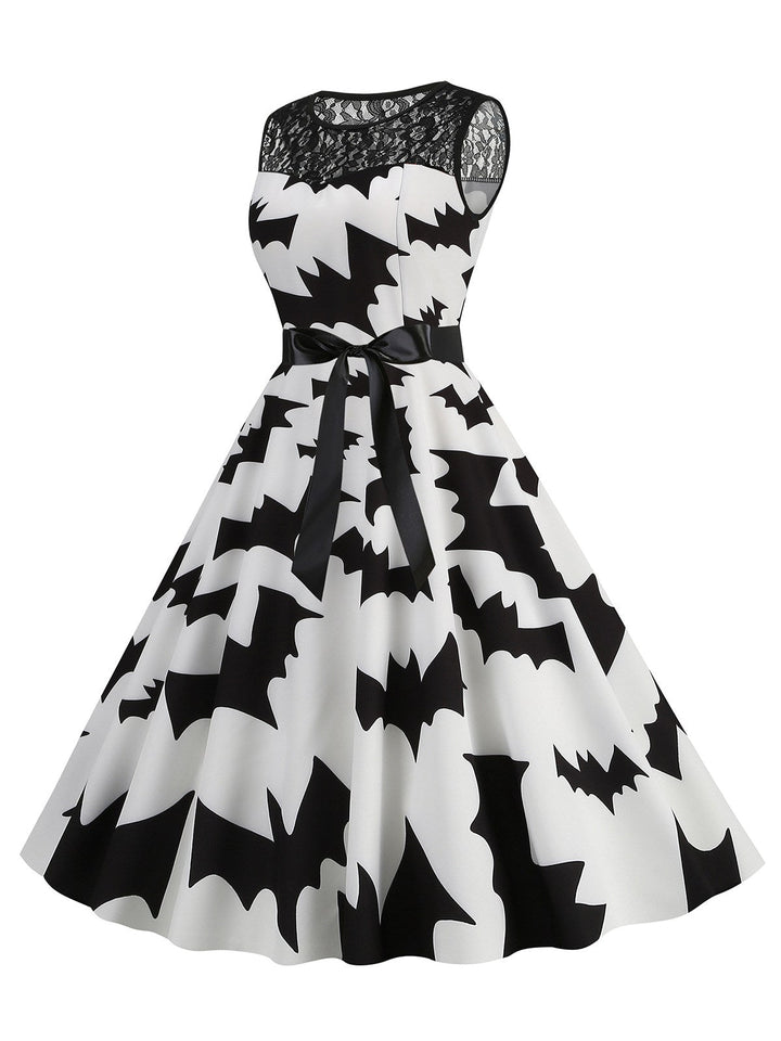 1950s Halloween Lace Patchwork Sleeveless Dress, vintage dress, retro fashion, rockabilly, pin-up fashion - perfect for women who love vintage and retro fashion