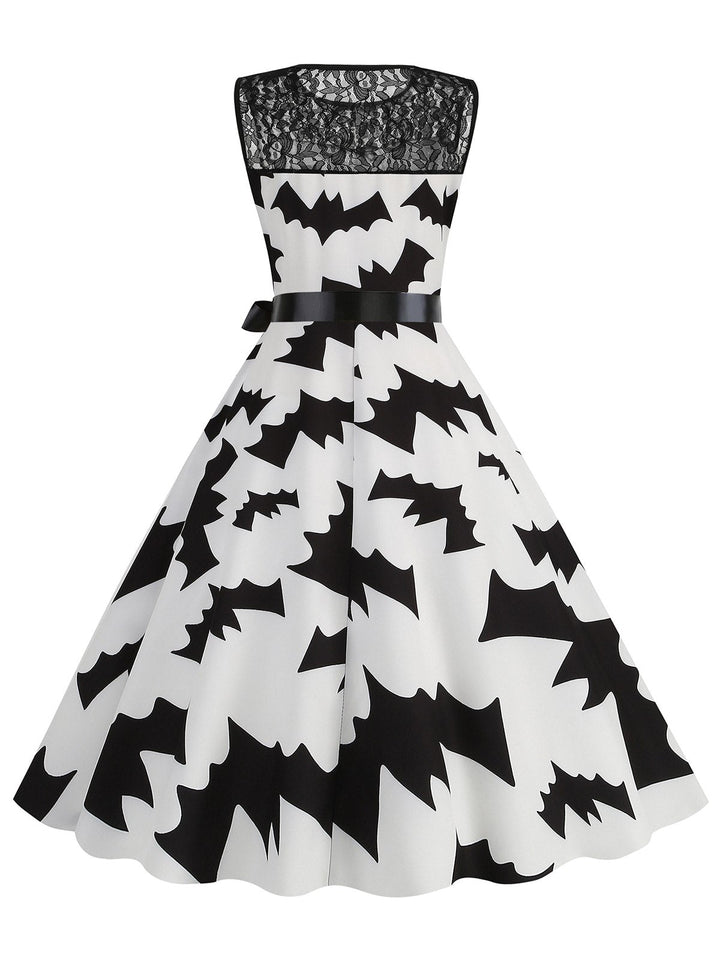 1950s Halloween Lace Patchwork Sleeveless Dress, vintage dress, retro fashion, rockabilly, pin-up fashion - perfect for women who love vintage and retro fashion