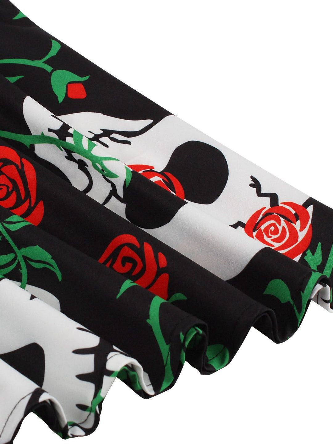 She slips into this 1950s Halloween Patchwork Sleeveless Dress and suddenly it&