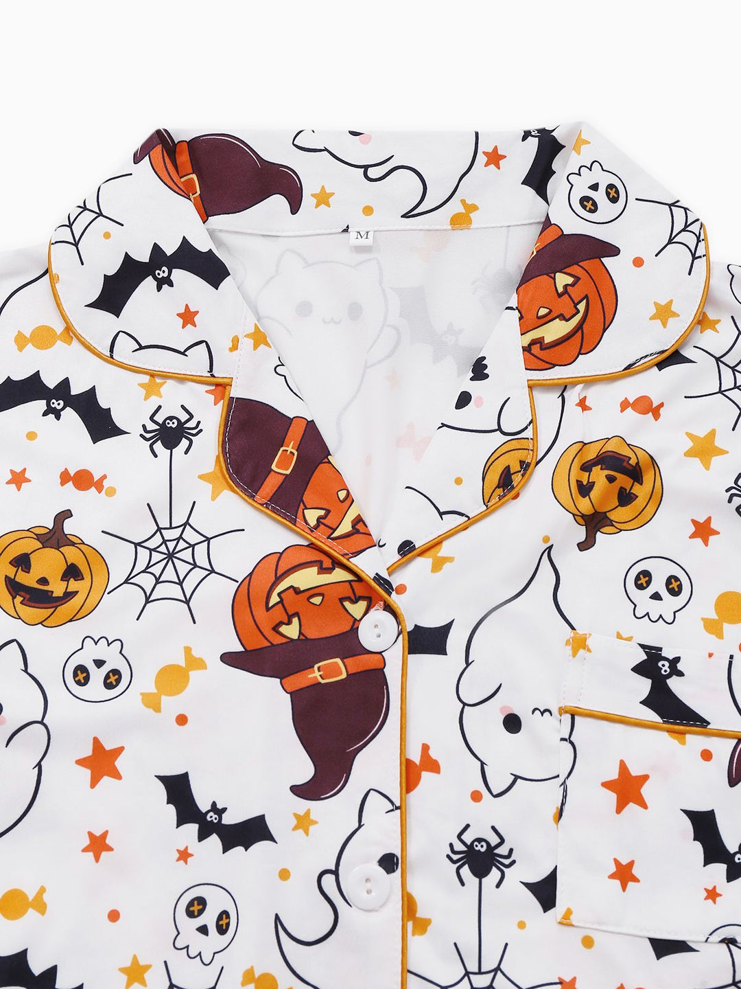Halloween Print Notched Collar Pajama Set - vintage fashion, retro style