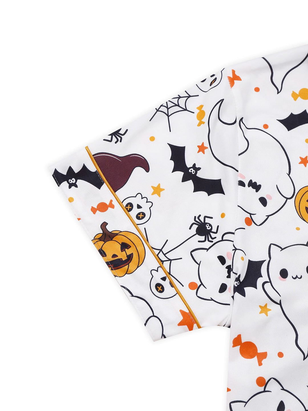 Halloween Print Notched Collar Pajama Set - vintage fashion, retro style