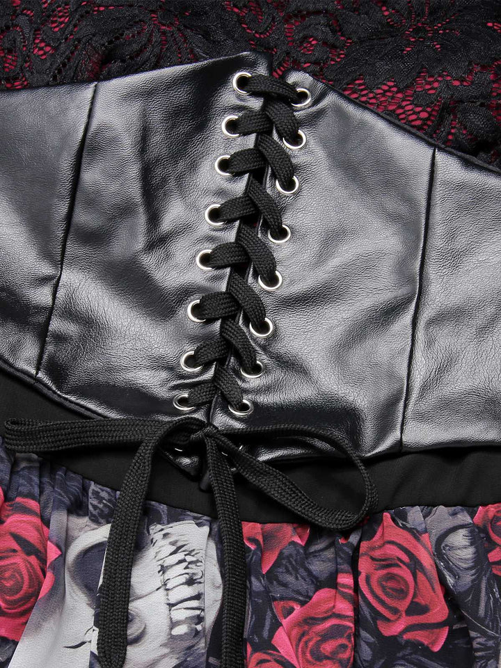 1950s Halloween Skull Rose Lace Mesh Dress: timeless style reimagined