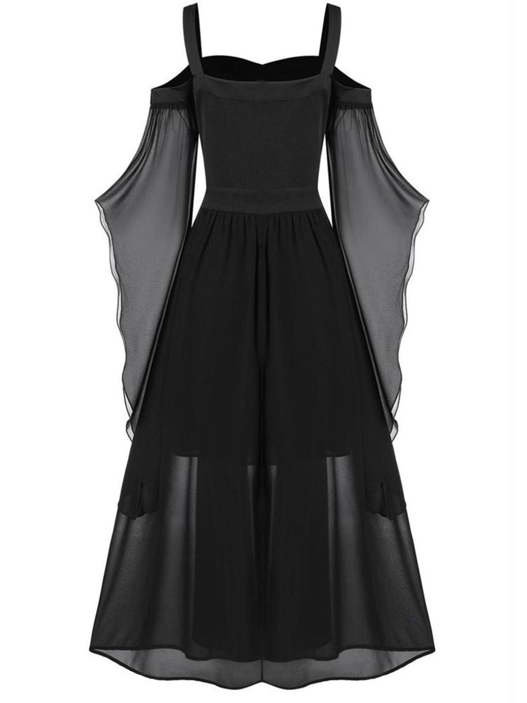 1950s Halloween Witch Transparent Sleeves Strap Dress — vintage elegance for the modern woman