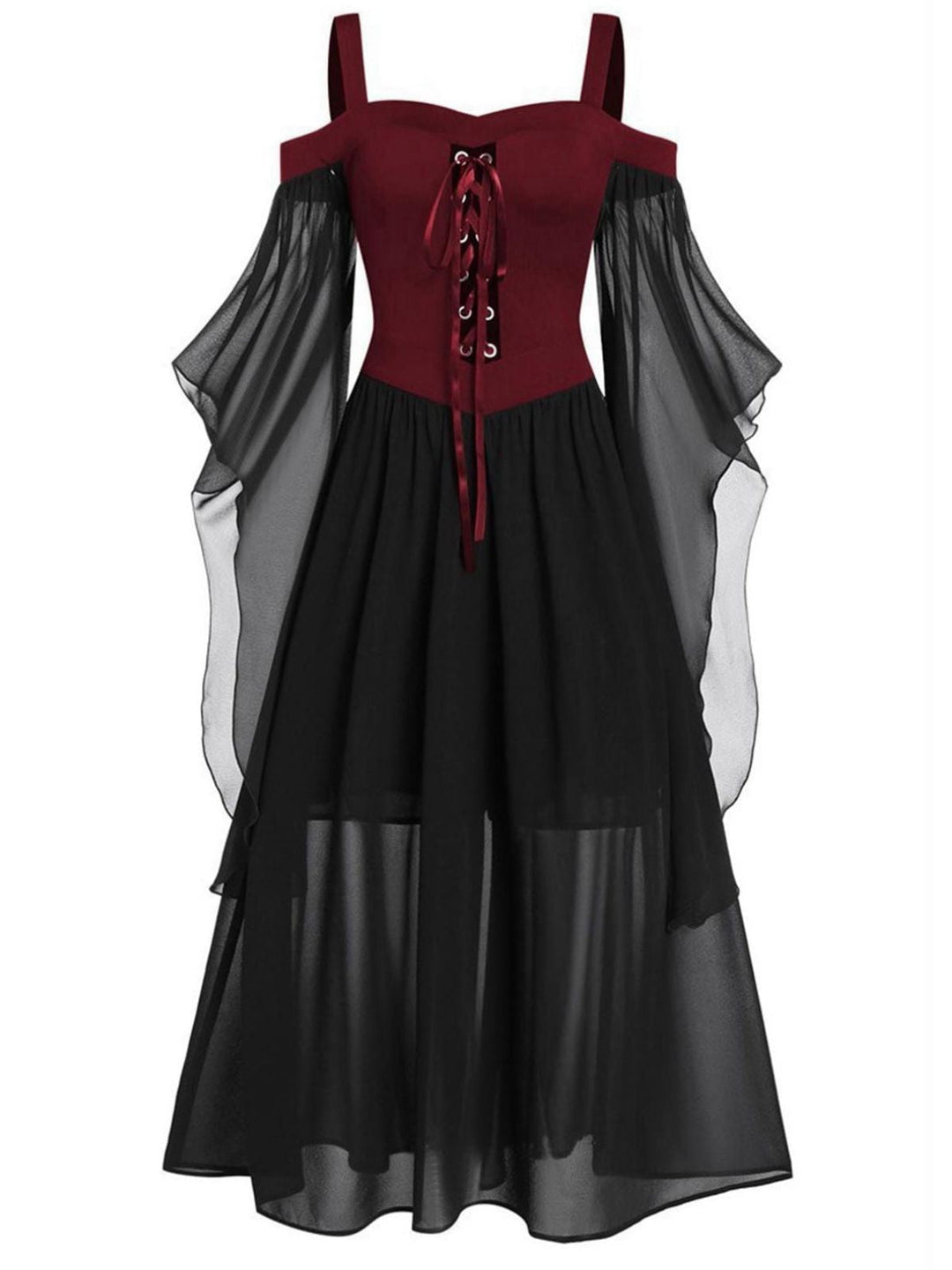 1950s Halloween Witch Transparent Sleeves Strap Dress: timeless style reimagined