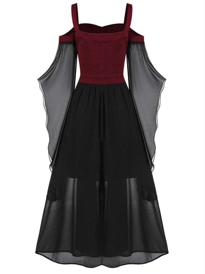 1950s Halloween Witch Transparent Sleeves Strap Dress — vintage elegance for the modern woman