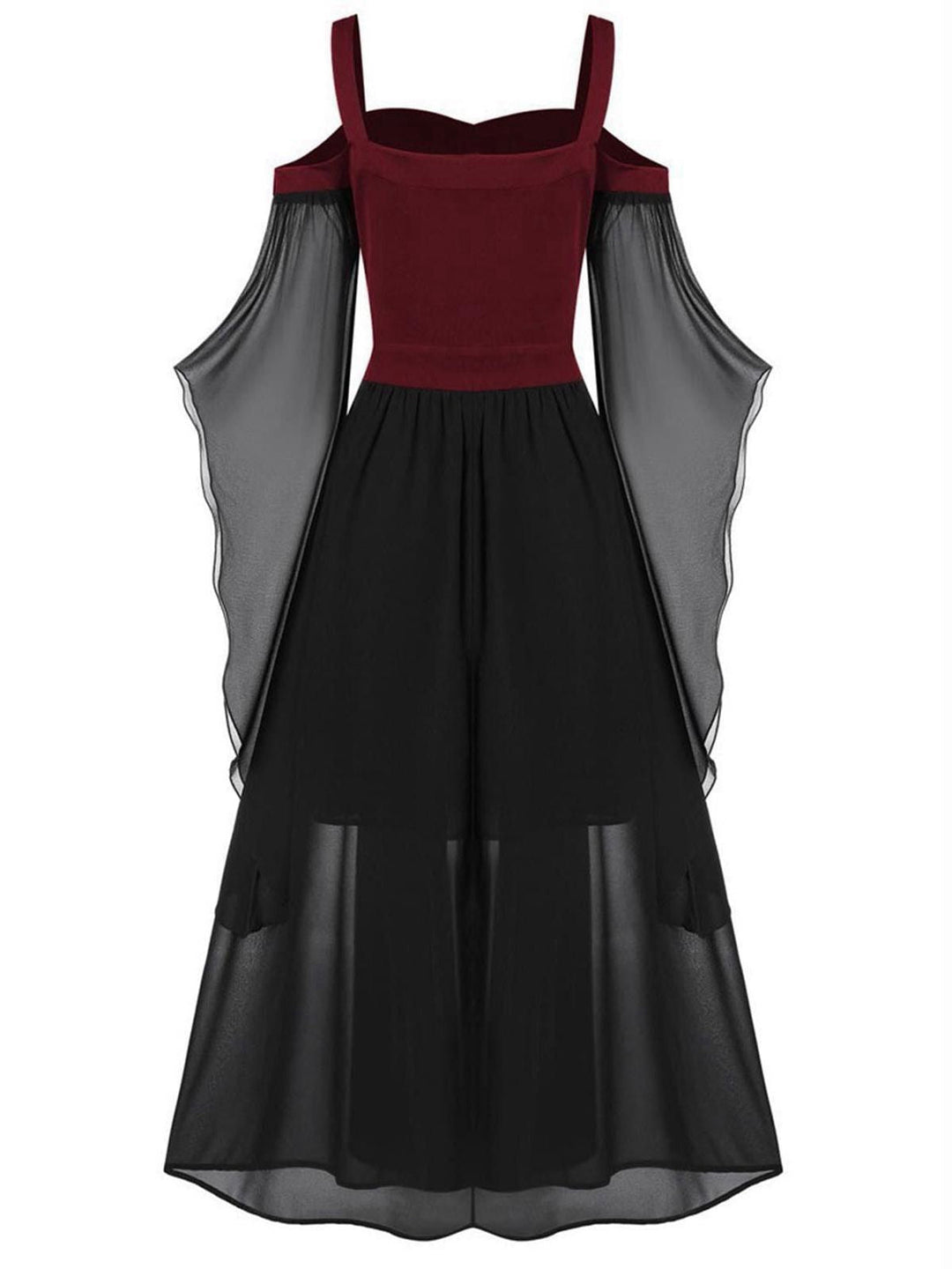 1950s Halloween Witch Transparent Sleeves Strap Dress — vintage elegance for the modern woman