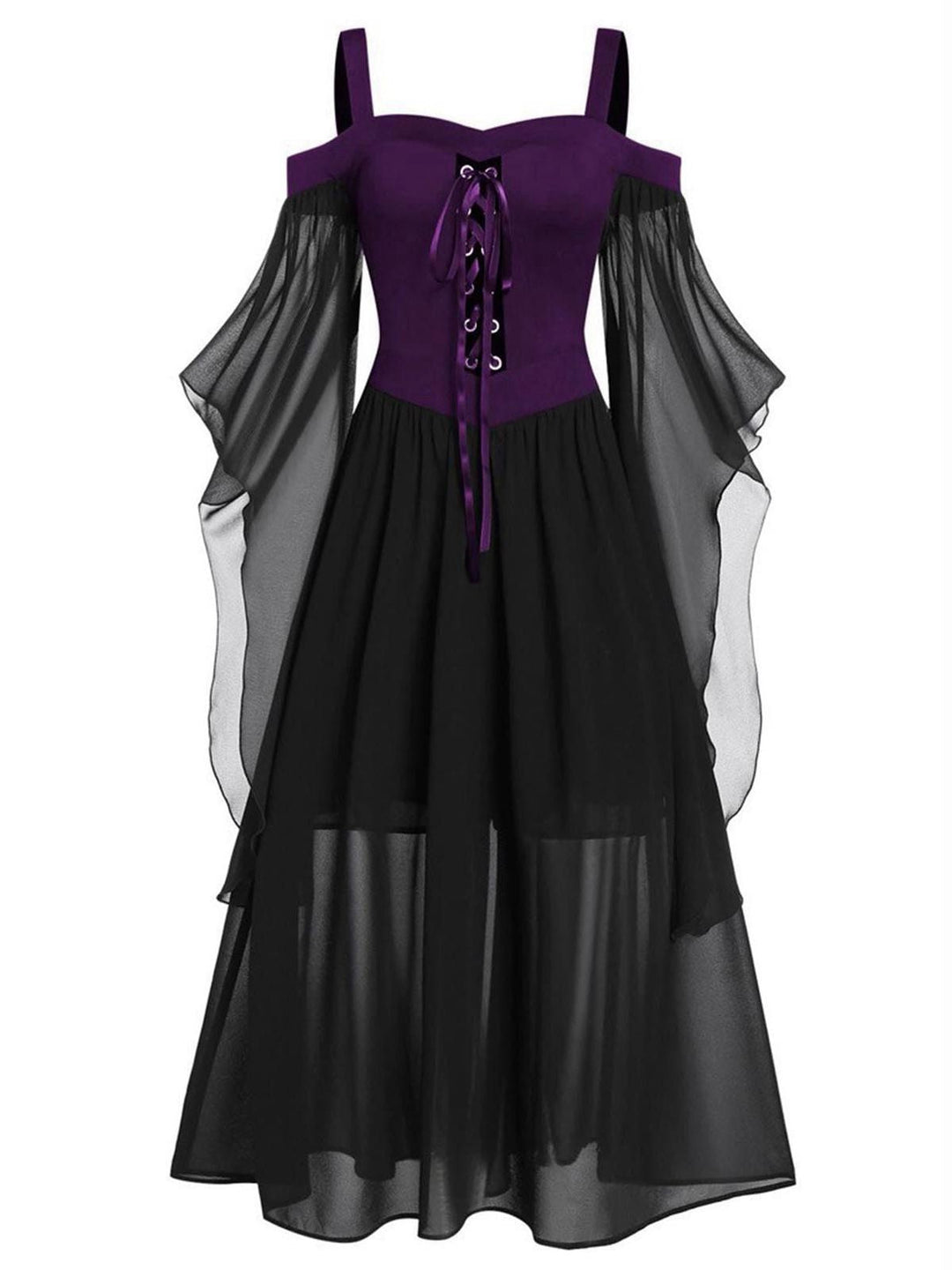 1950s Halloween Witch Transparent Sleeves Strap Dress — vintage elegance for the modern woman