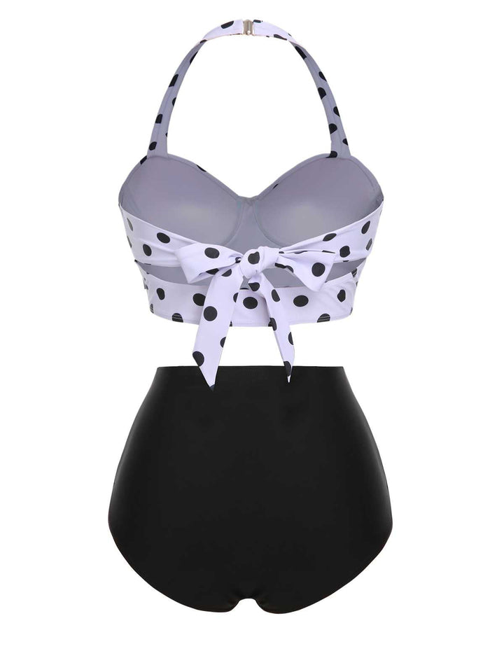 Halter Contrast Polka Dots Swimsuit — because glamour never goes out of style