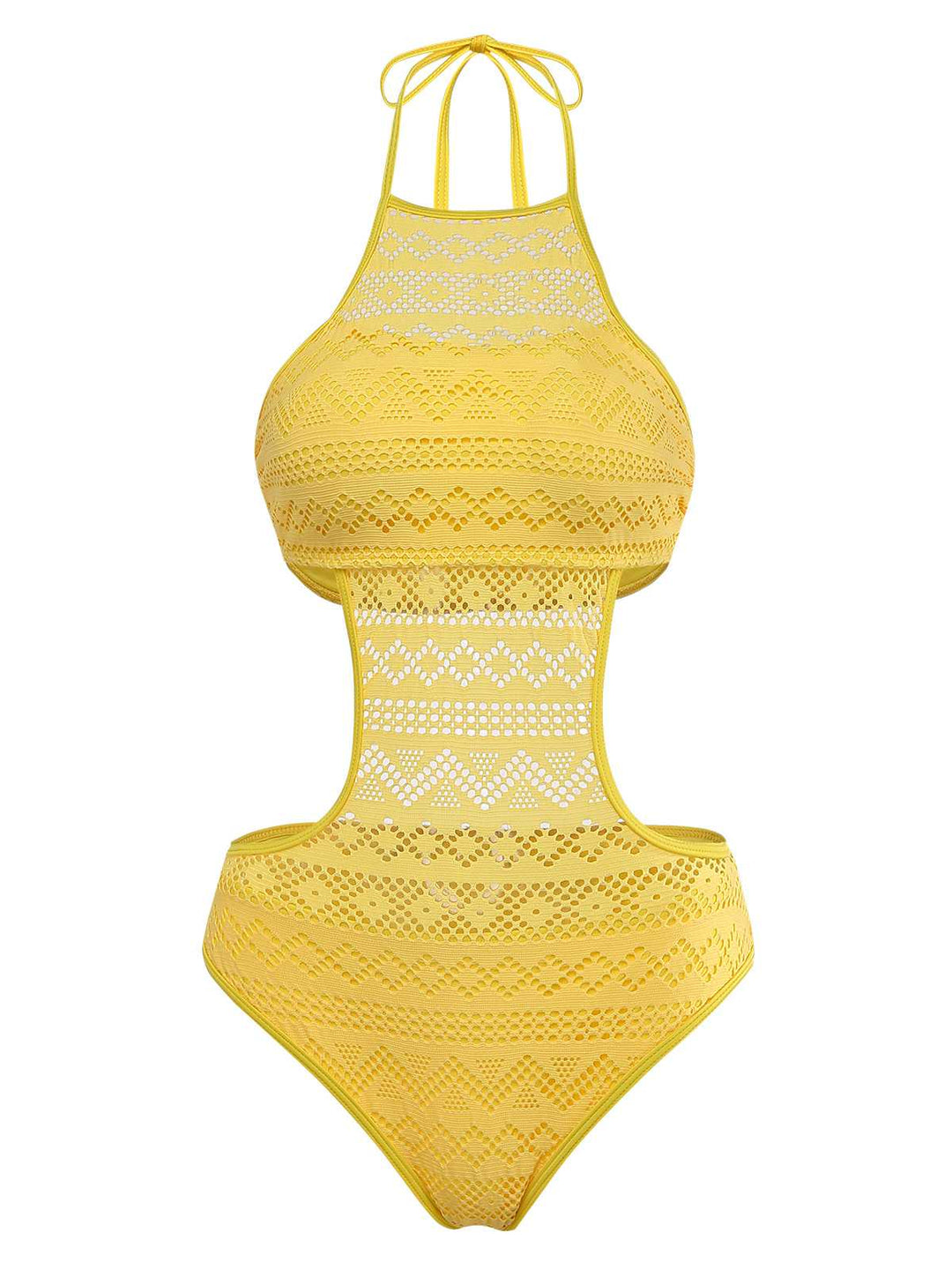 1950s Halter Cut-Out Solid One-Piece Swimsuit - vintage swimsuit, pin-up style