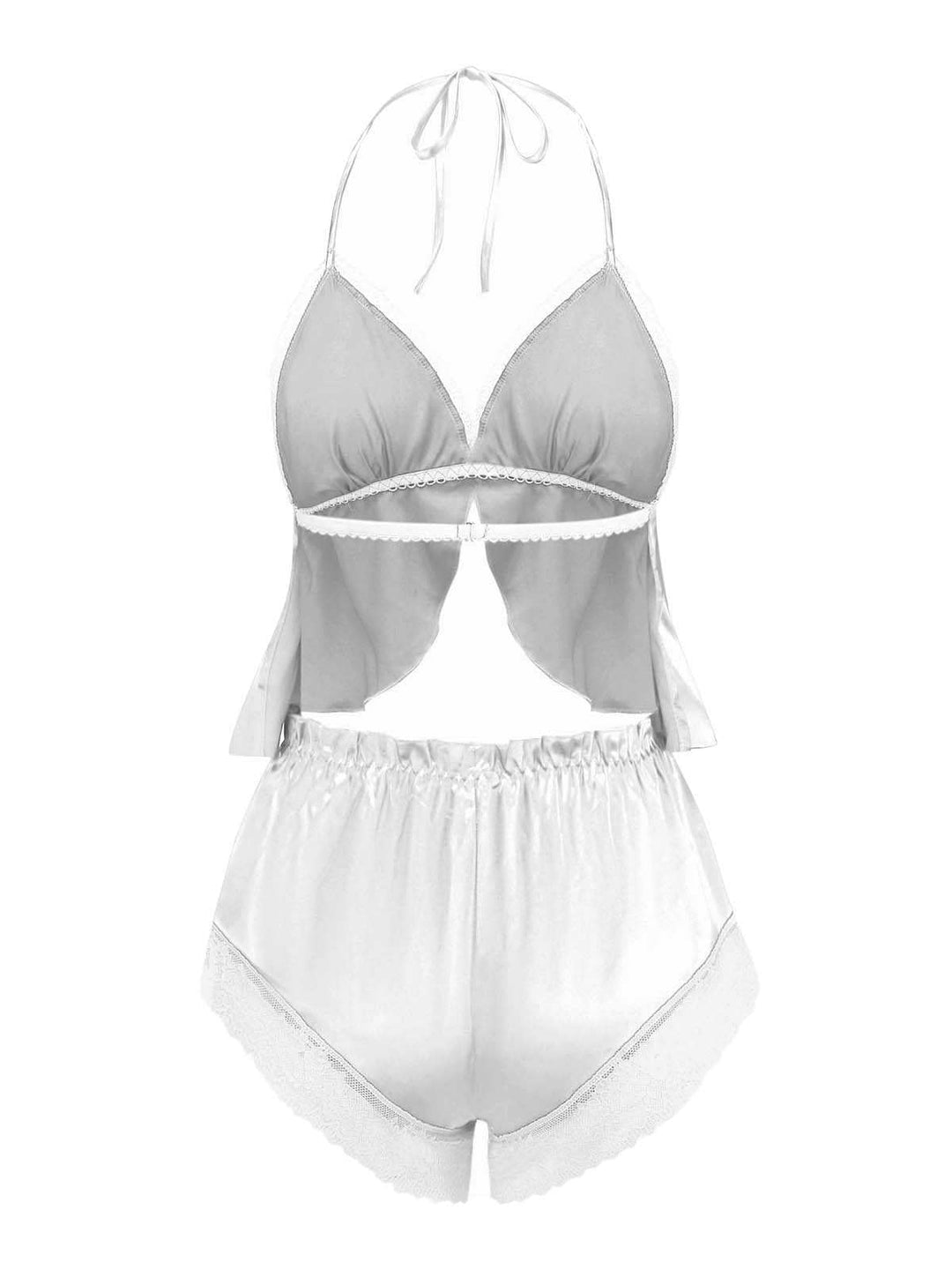 Halter Lace Satin Pajama Set - vintage fashion, retro style