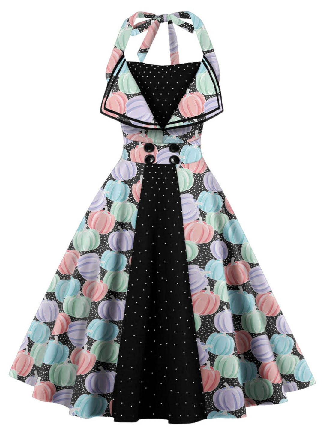 1950s Halter Lace-up Pumpkin Swing Dress: timeless style reimagined