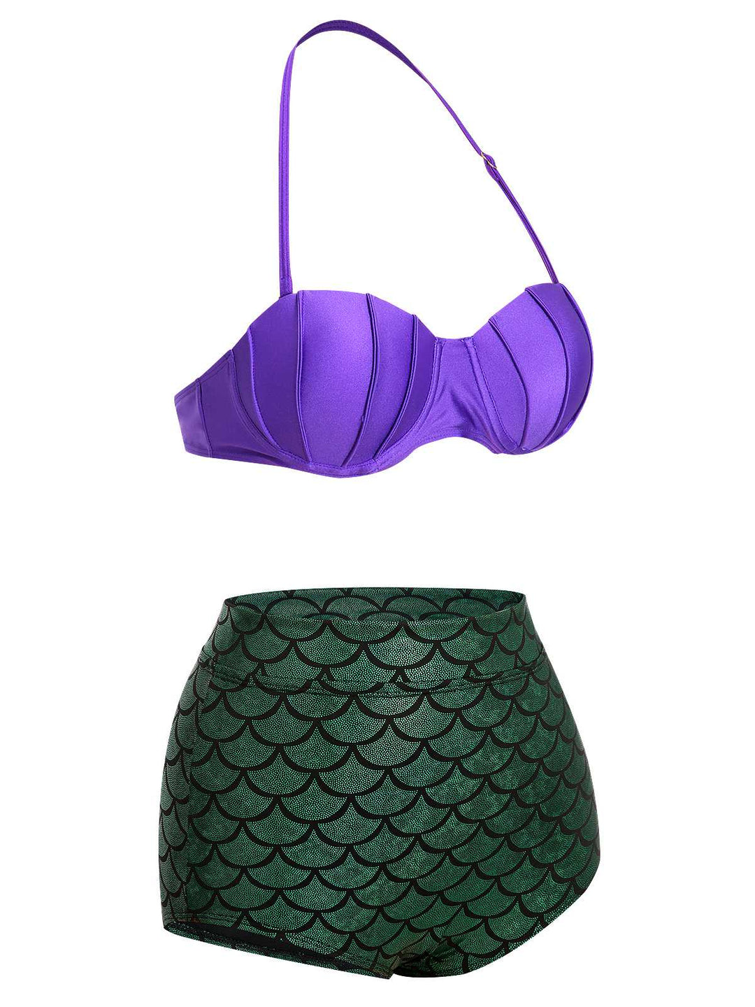 1950s Halter Mermaid Scales Swimsuit, vintage swimsuit, pin-up swimwear - perfect for women who love vintage and retro fashion