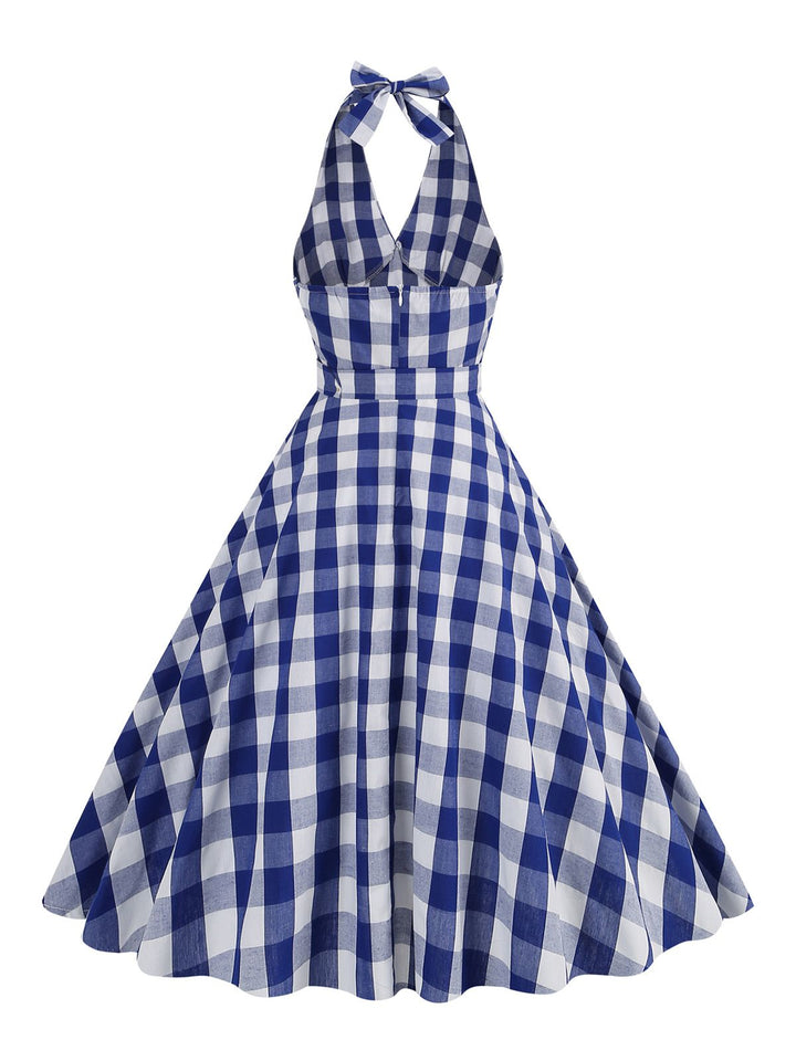 1950s Halter Plaid Belted Swing Dress: timeless style reimagined