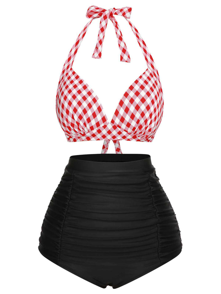 1950s Halter Plaids Lace-Up Swimsuit — because 1950s glamour never goes out of style