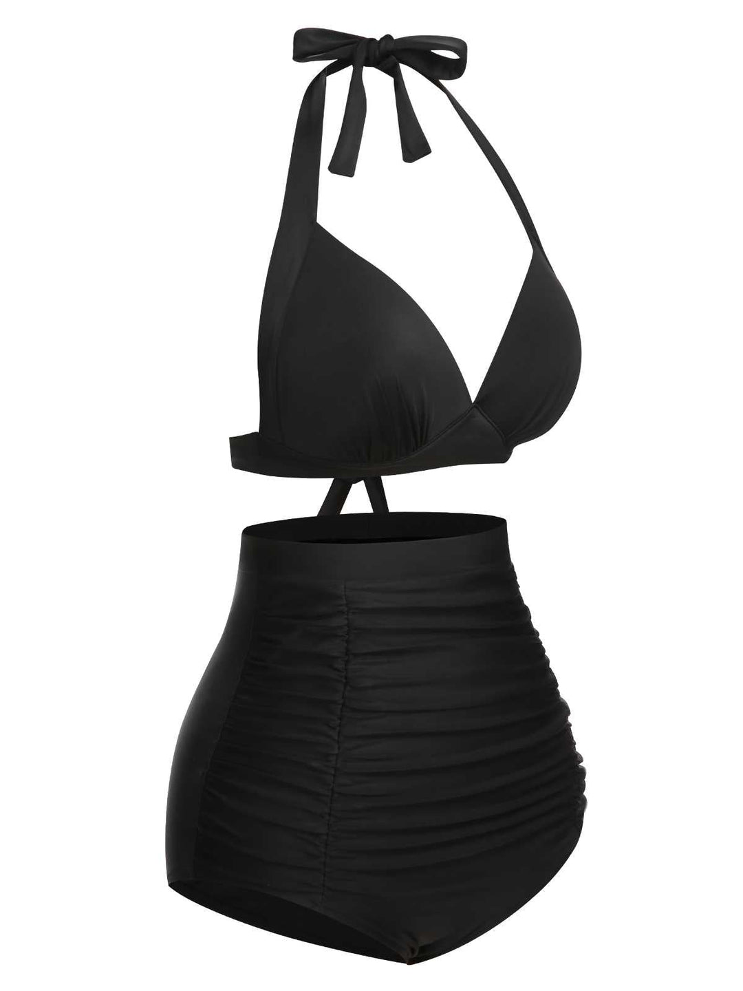 This 1950s Halter Plaids Lace-Up Swimsuit carries 1950s vacation dreams in every stitch
