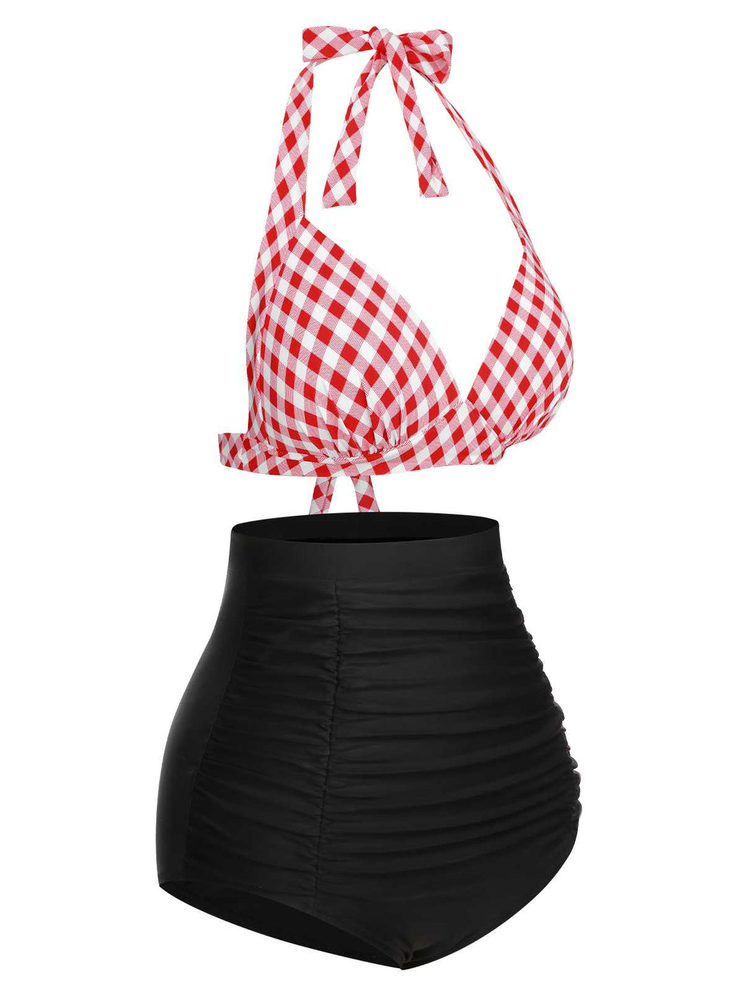 1950s Halter Plaids Lace-Up Swimsuit, vintage swimsuit, pin-up swimwear - perfect for women who love vintage and retro fashion