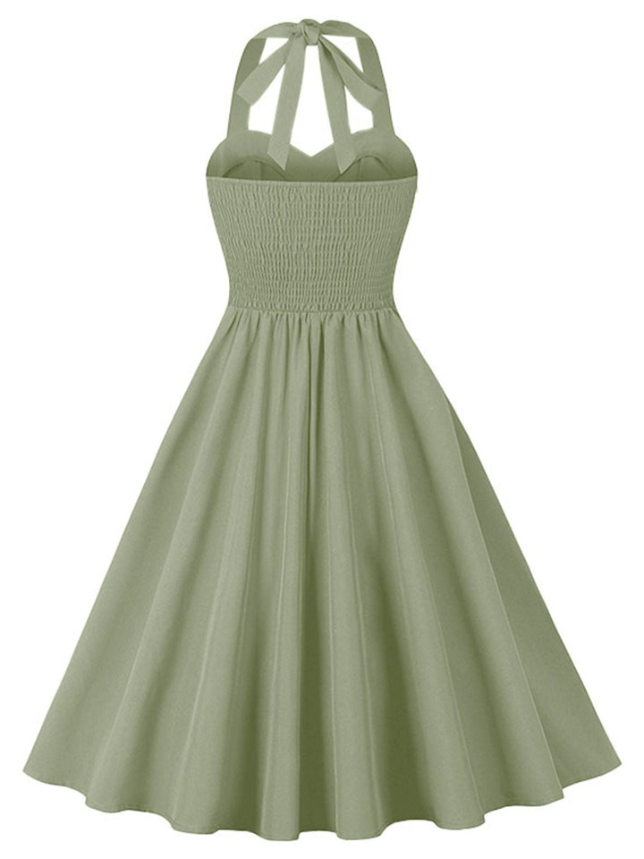 1950s Halter Pockets Backless Swing Dress: where 1950s romance meets her modern spirit