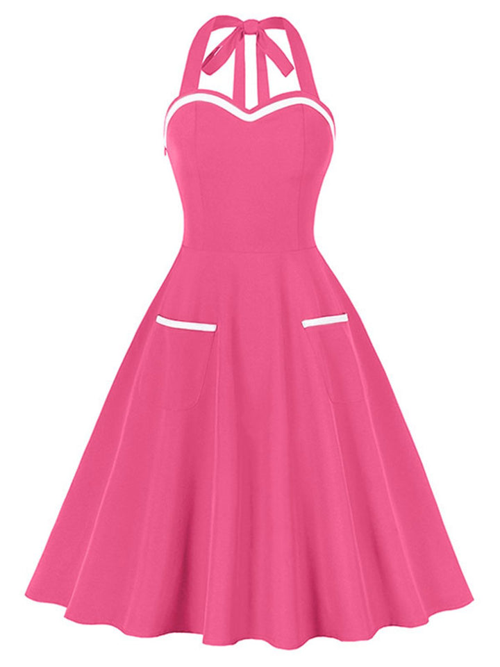 1950s Halter Pockets Backless Swing Dress: where 1950s romance meets her modern spirit
