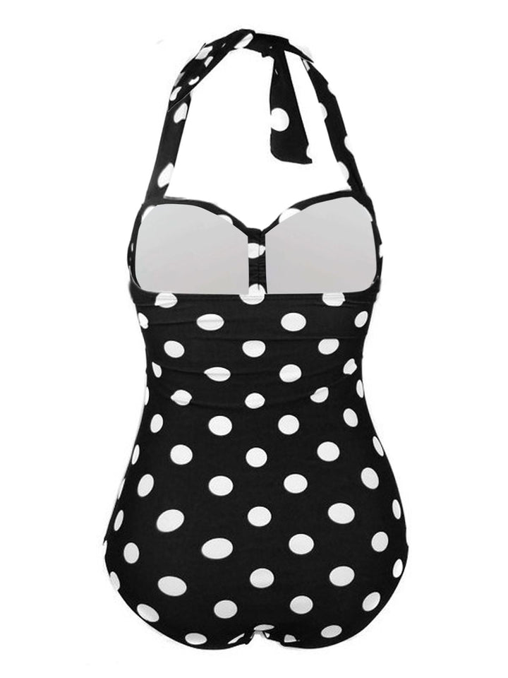 1950s Halter Polka Dot One-Piece Swimsuit, classic 1950s style summer beach collection - Image 5