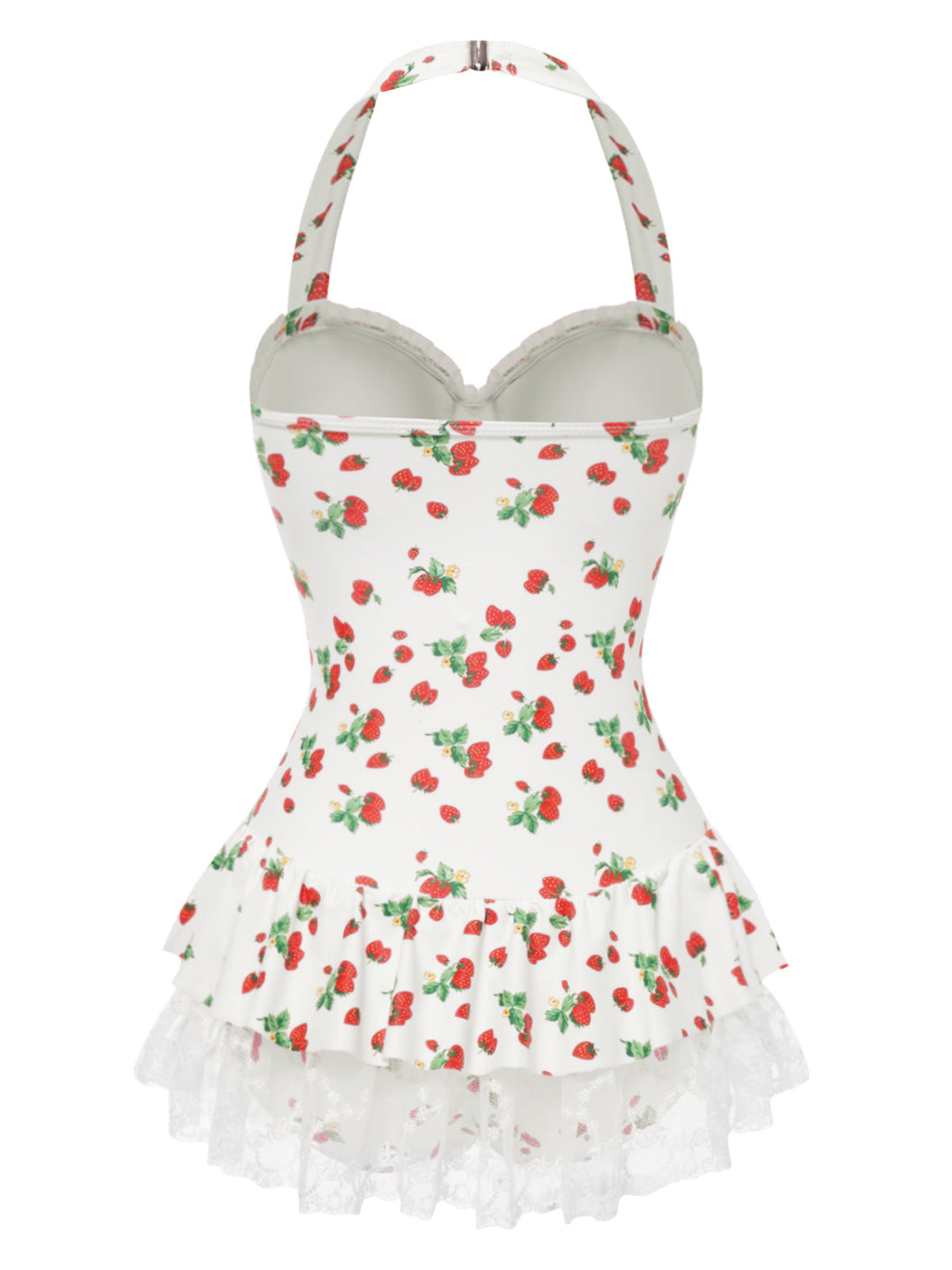 Halter Strawberry Lace Bow Swimdress - vintage dress, retro fashion