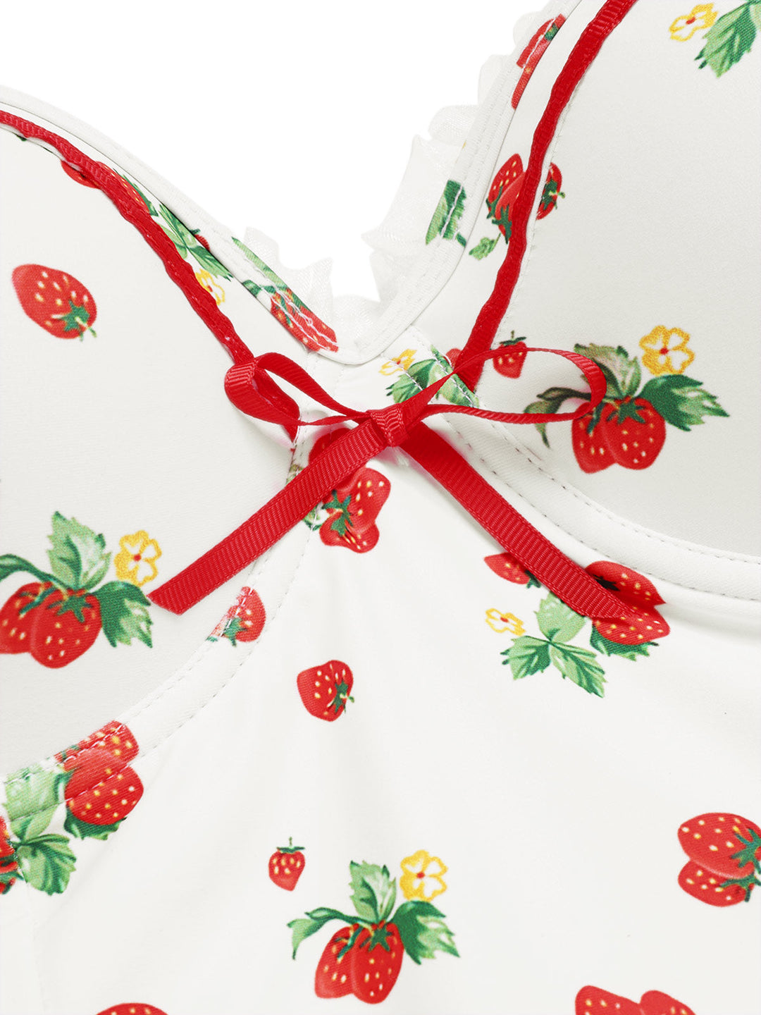 Halter Strawberry Lace Bow Swimdress - vintage dress, retro fashion