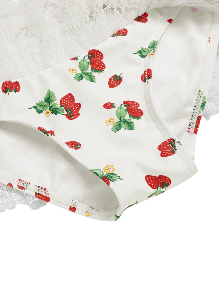 Halter Strawberry Lace Bow Swimdress - vintage dress, retro fashion