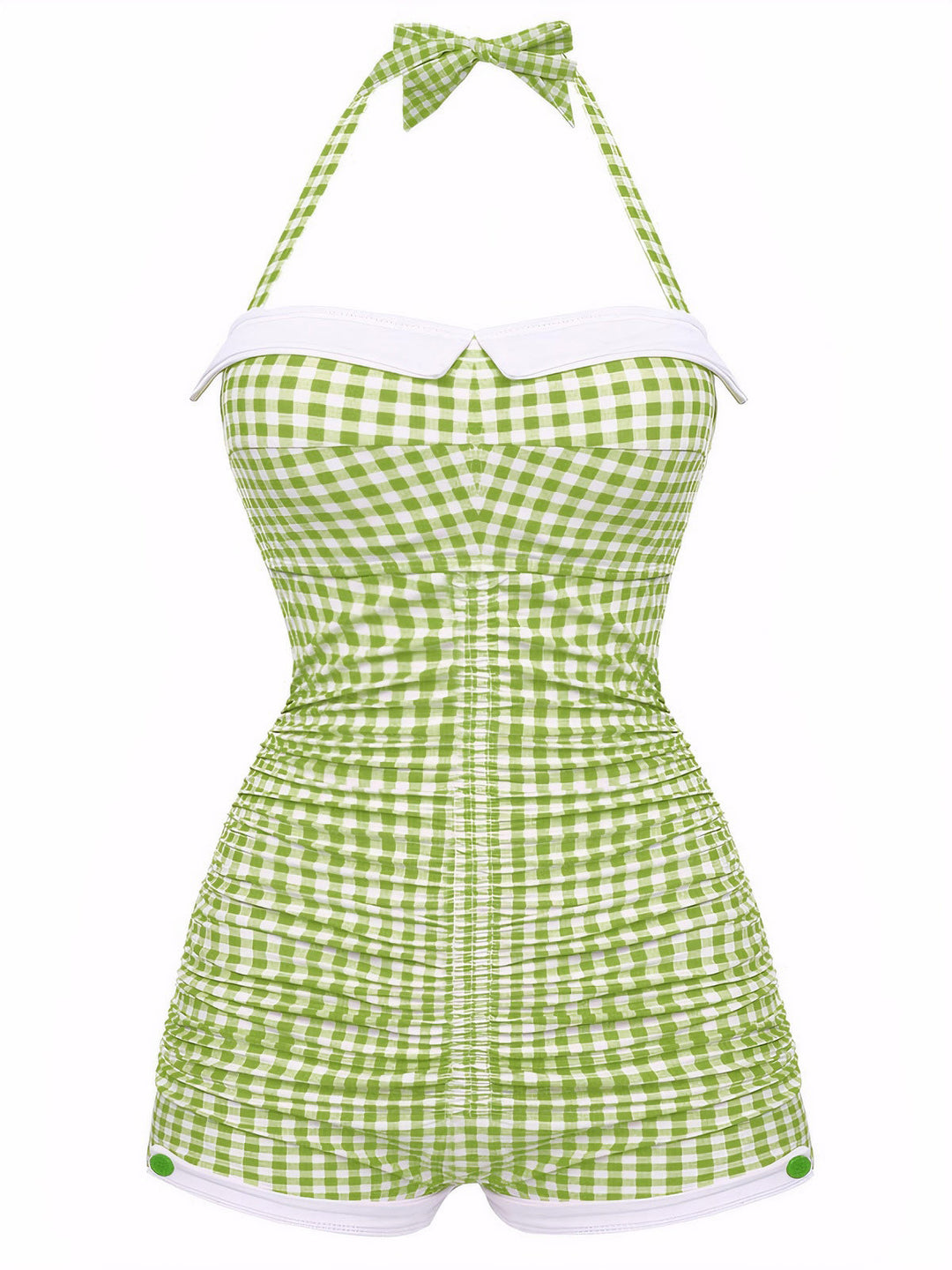 1950s Halter Striped Polka Dot Bowknot One-piece Swimsuit | vintage swimwear, retro swimsuit, pin-up style - perfect for retro fashion enthusiasts