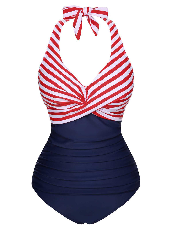 1950s Halter Stripes One-Piece Swimsuit — because 1950s glamour never goes out of style