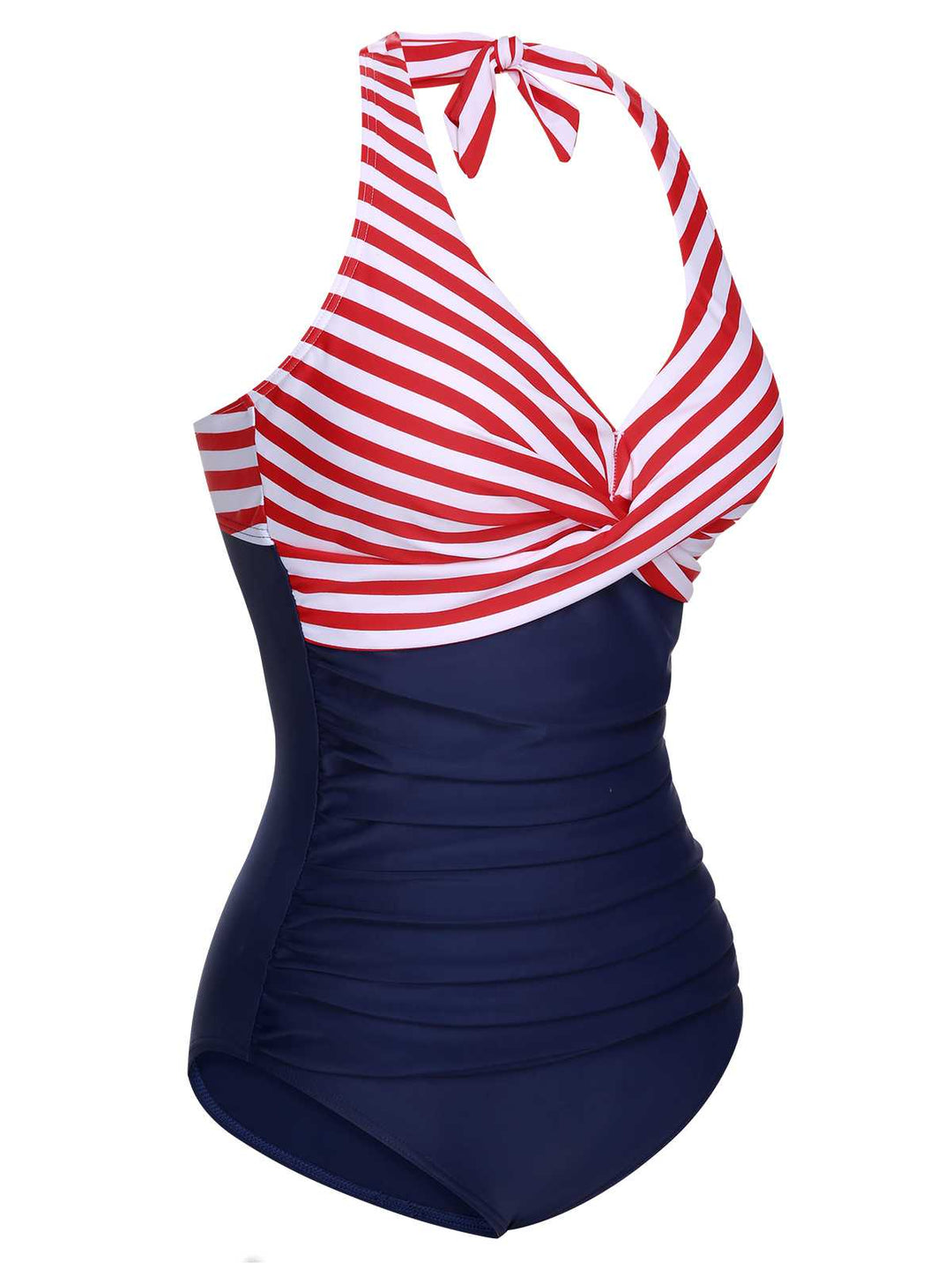 1950s Halter Stripes One-Piece Swimsuit - vintage swimsuit, pin-up style