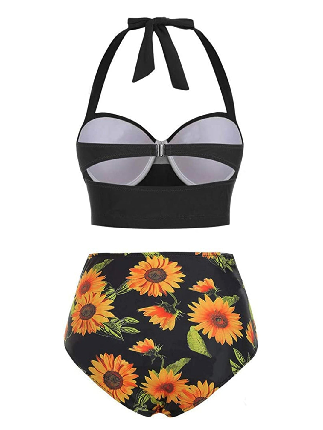 Halter Sunflower Pleated Bikini Set — vintage elegance for the modern woman