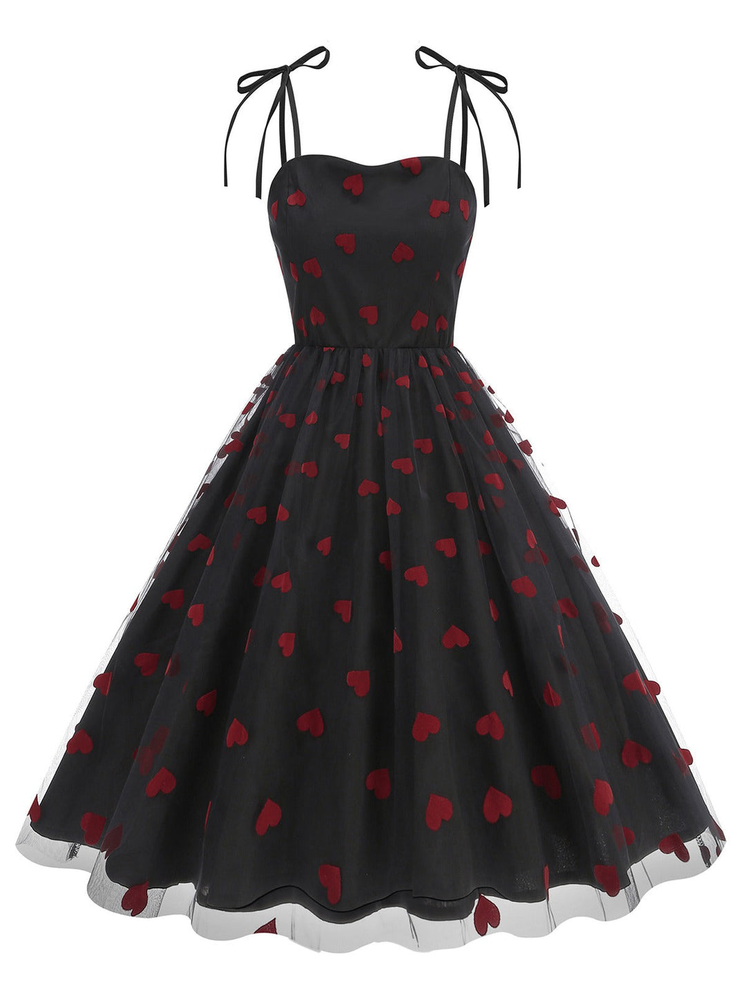 1950s Heart Mesh Patchwork Suspender Dress — the kind of 1950s dress that makes strangers smile