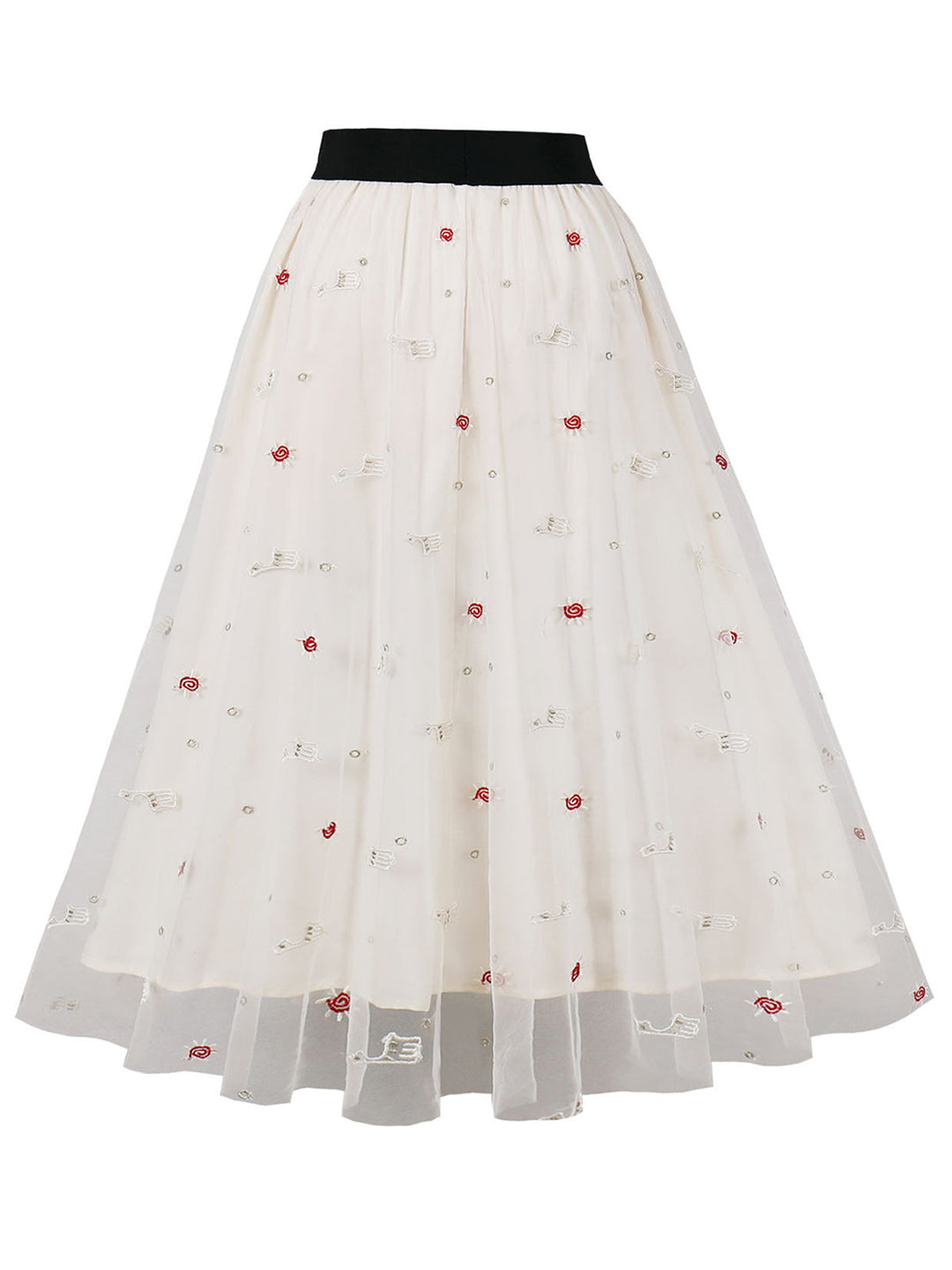 1950s High Waist Colorful Flower Skirt: 1950s grace for the woman who dances through life