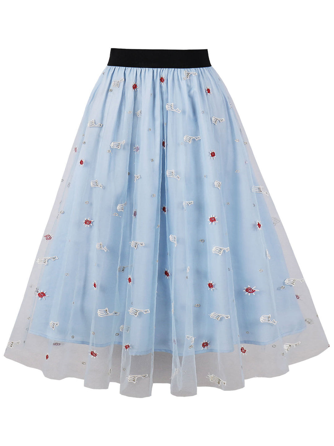 1950s High Waist Colorful Flower Skirt: 1950s grace for the woman who dances through life