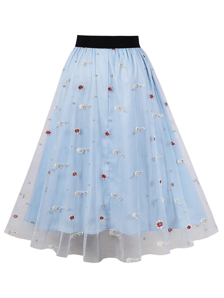 This 1950s High Waist Colorful Flower Skirt spins 1950s stories with every step