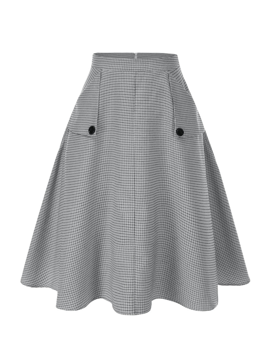 1950s High-Waist Plaids Button Pocket Skirt - vintage skirt, retro style