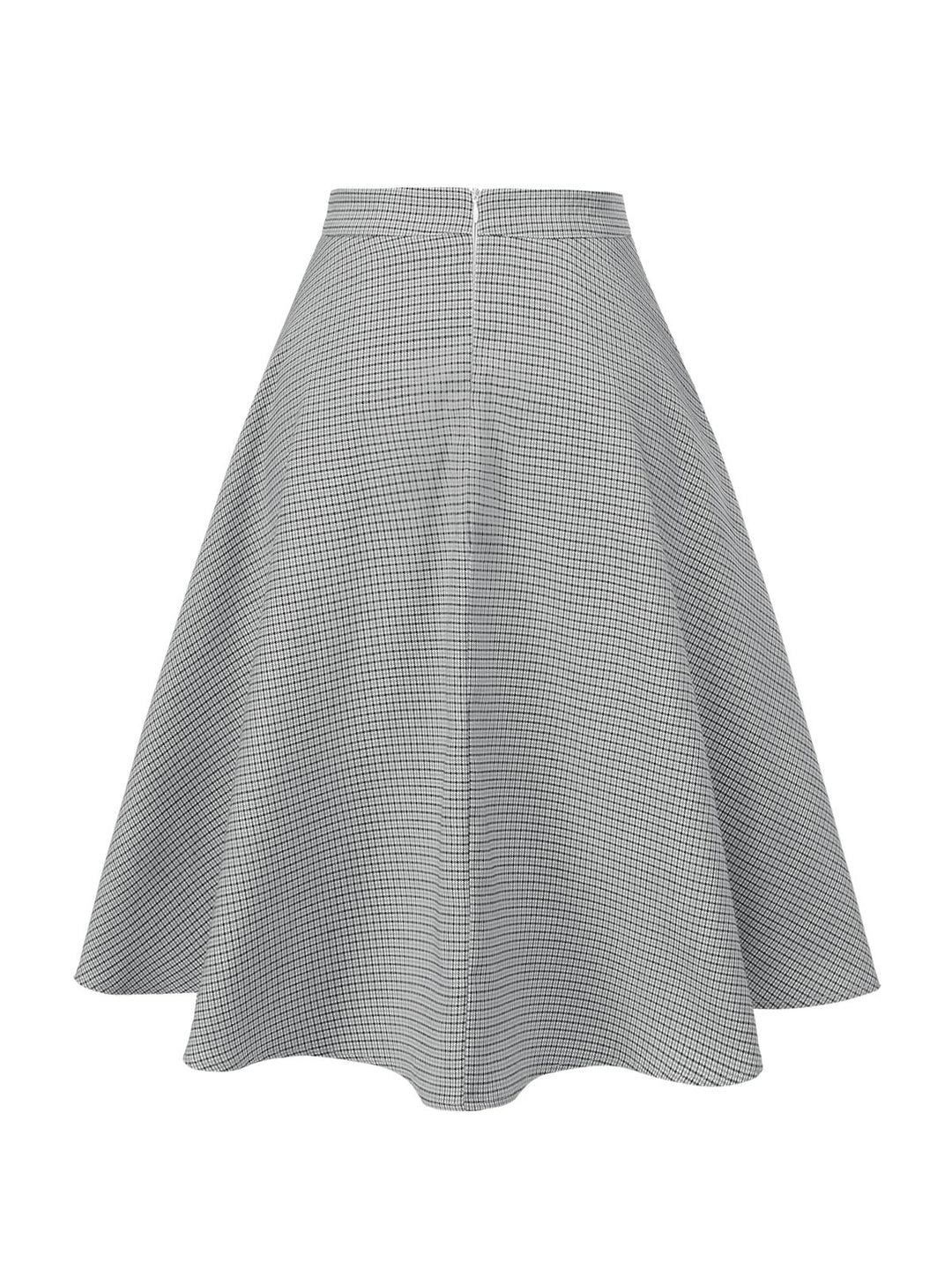 1950s High-Waist Plaids Button Pocket Skirt - vintage skirt, retro style