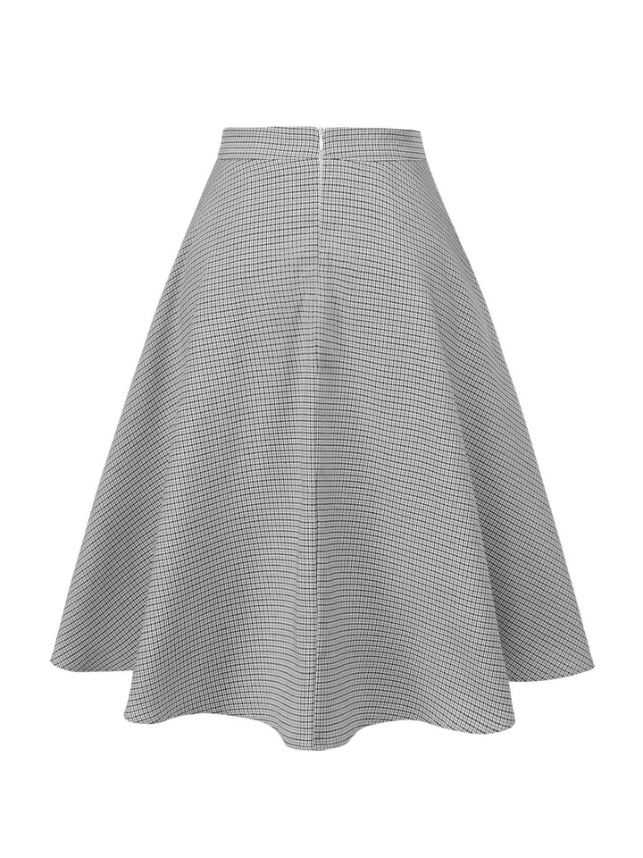 1950s High-Waist Plaids Button Pocket Skirt - vintage skirt, retro style