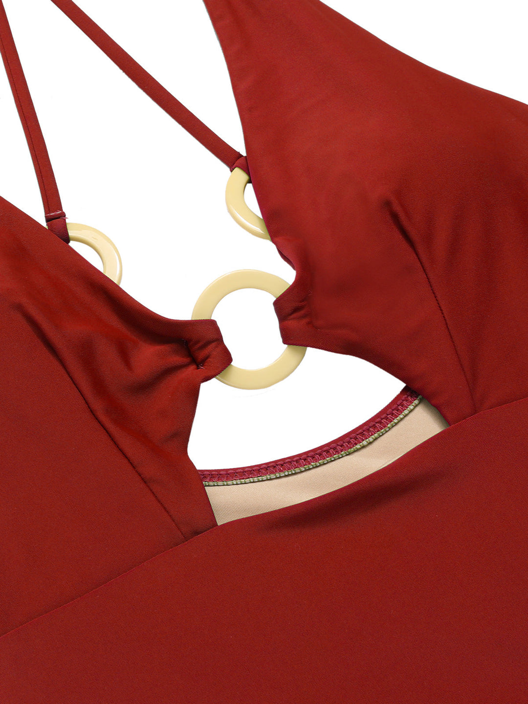 1950s Hollow Ring Backless Halter Swimsuit, vintage swimsuit, pin-up swimwear - perfect for women who love vintage and retro fashion