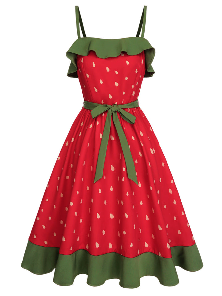1950s Ice Ruffle Belt Dress - vintage dress, retro fashion, elegant style for vintage lovers