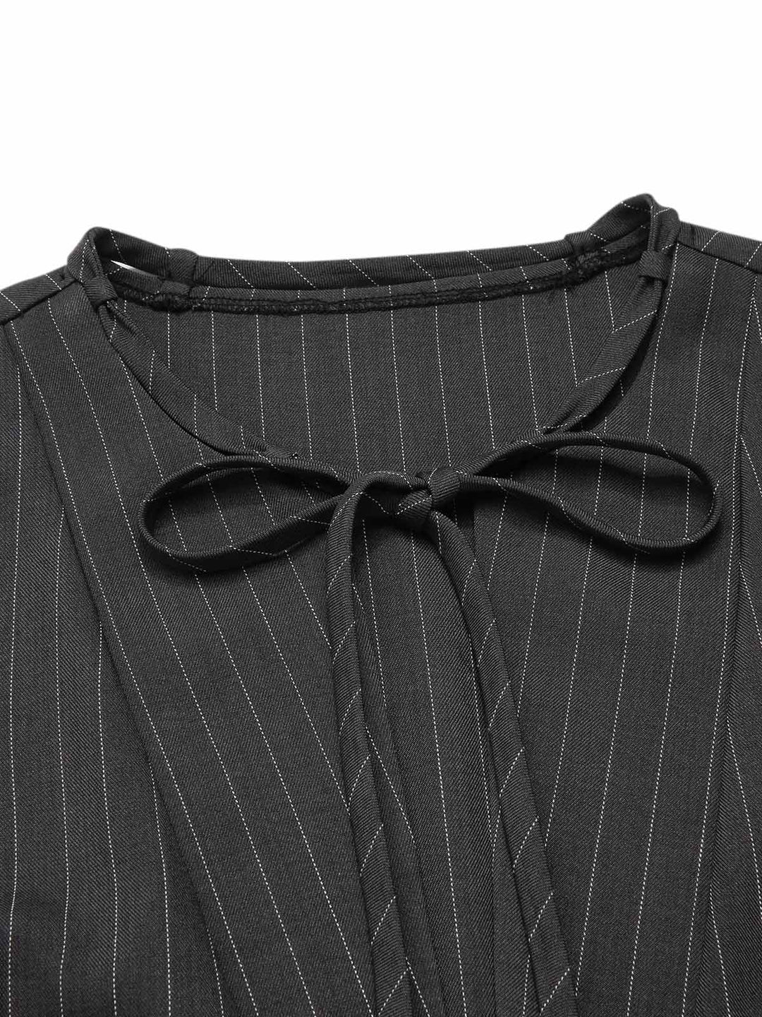 Dark Gray 1950s Striped Office Style Belted Jumpsuit - vintage jumpsuit, retro fashion