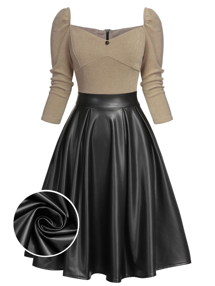 1950s Knitted Leather Patchwork Dress: timeless style reimagined