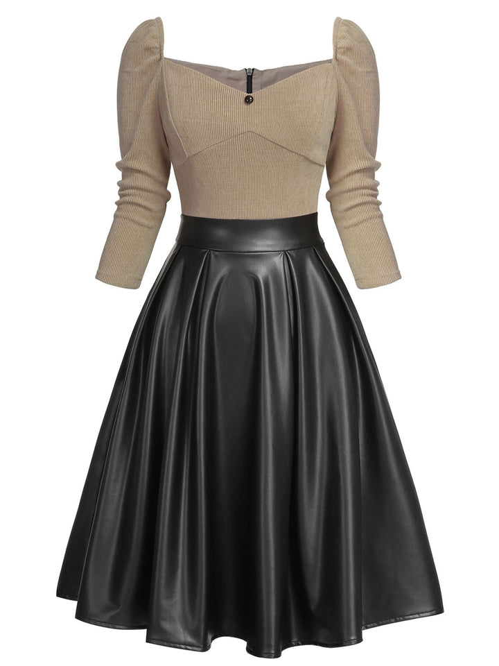 1950s Knitted Leather Patchwork Dress | 1950s | vintage dress, fashion
